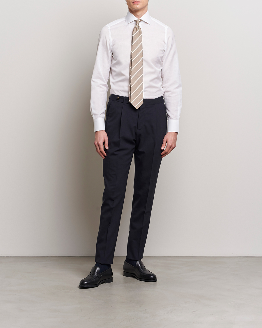 Herr | Avdelningar | Finamore Napoli | Milano Slim Linen Dress Shirt White