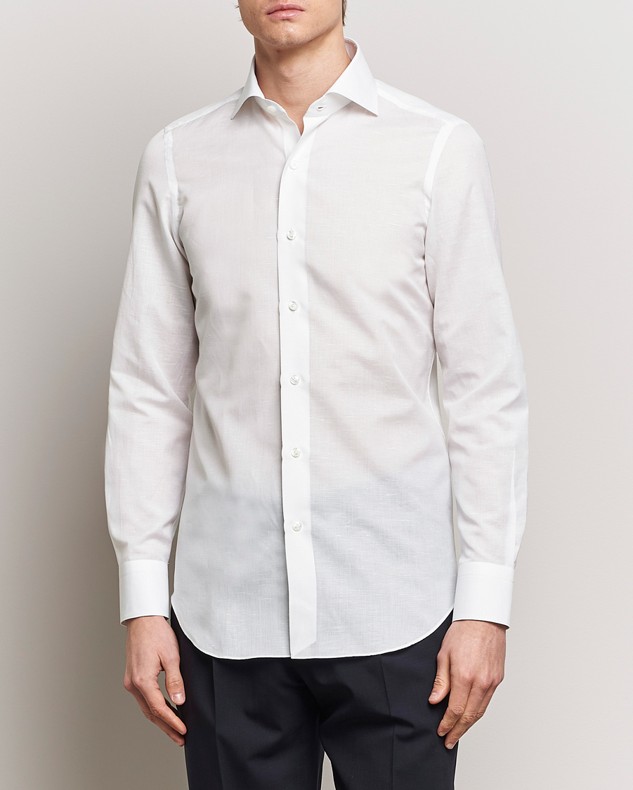 Herr | Wardrobe basics | Finamore Napoli | Milano Slim Linen Dress Shirt White