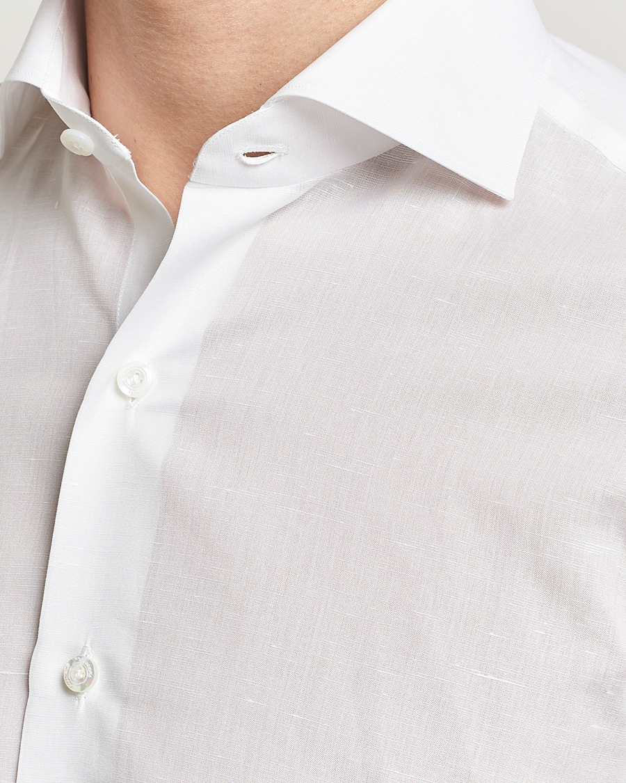 Herr | Skjortor | Finamore Napoli | Milano Slim Linen Dress Shirt White
