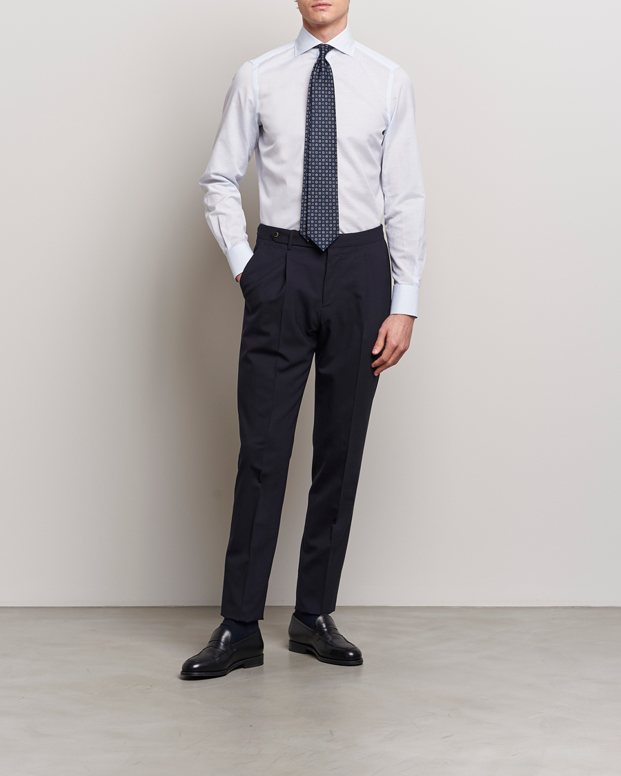 Herr | Wardrobe basics | Finamore Napoli | Milano Slim Linen Dress Shirt Light Blue