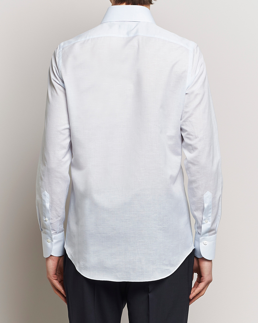 Herr | Skjortor | Finamore Napoli | Milano Slim Linen Dress Shirt Light Blue