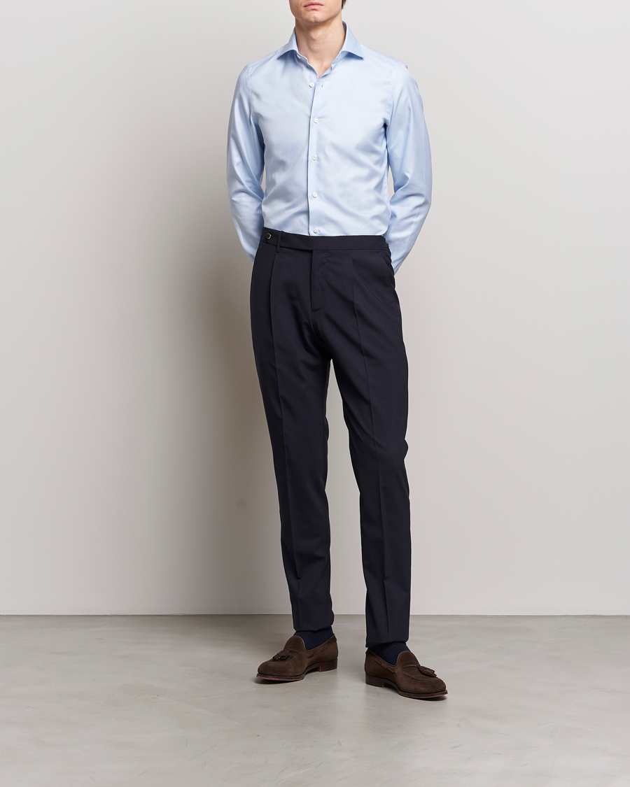 Herr | Skjortor | Finamore Napoli | Milano Slim Royal Oxford Shirt Light Blue