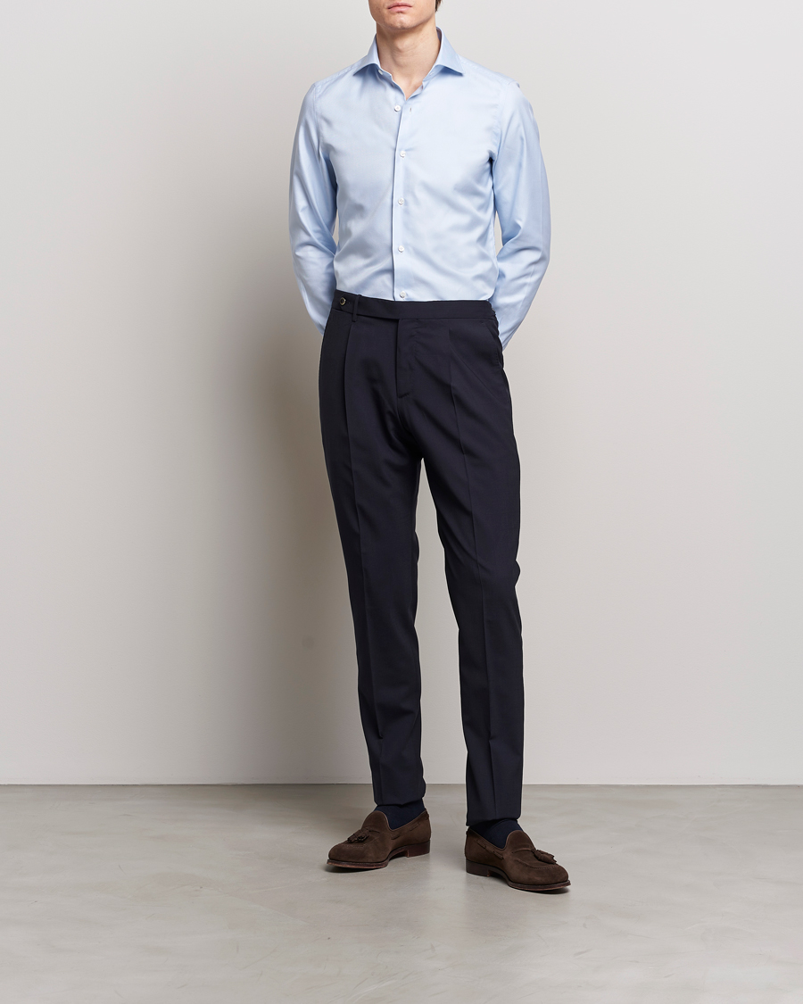 Herr | Mörk kostym | Finamore Napoli | Milano Slim Royal Oxford Shirt Light Blue