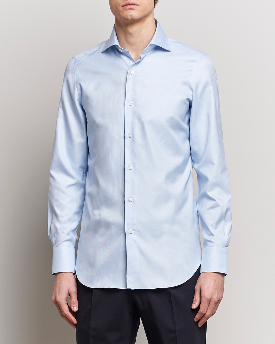 Herr | Skjortor | Finamore Napoli | Milano Slim Royal Oxford Shirt Light Blue