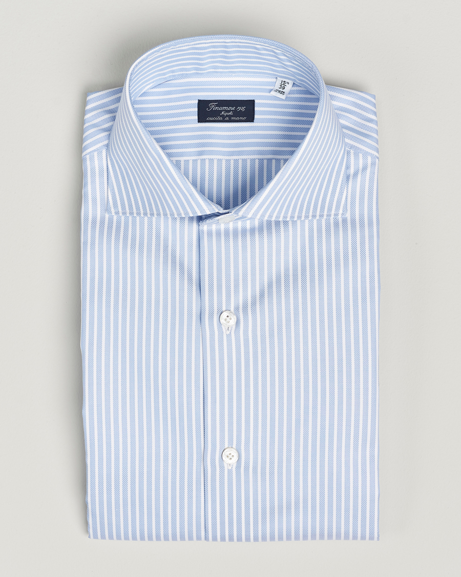 Herr | Skjortor | Finamore Napoli | Milano Slim Royal Oxford Shirt Blue Stripe