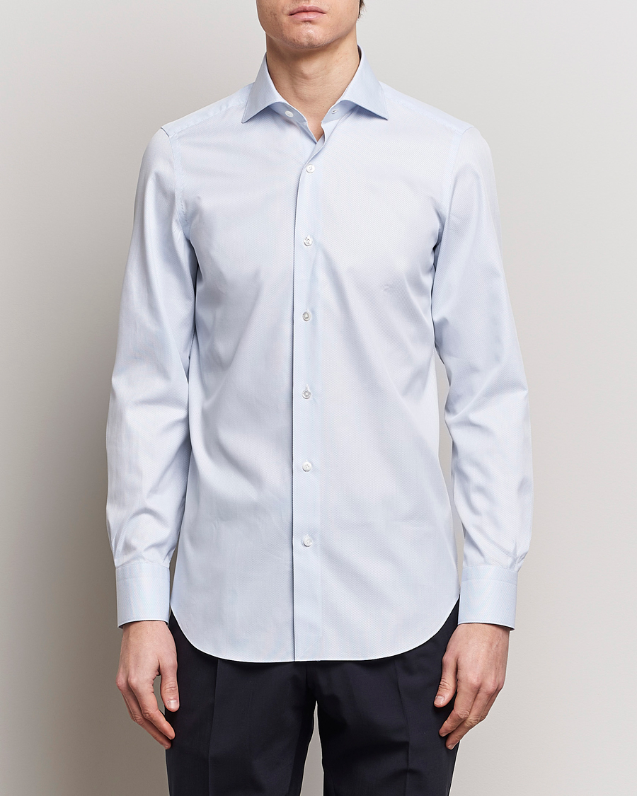 Herr | Finamore Napoli | Finamore Napoli | Milano Slim Structured Dress Shirt Light Blue