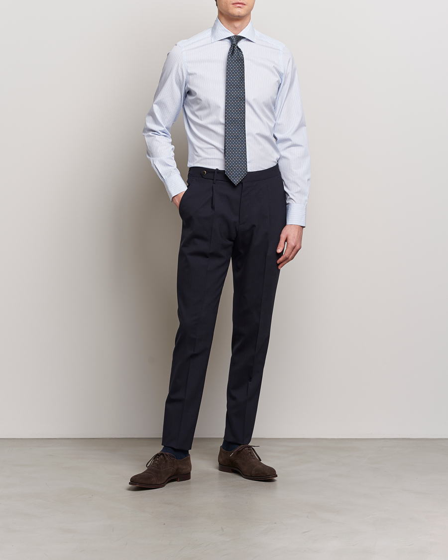 Herr | Kläder | Finamore Napoli | Milano Slim Giza 170 Dress Shirt Light Blue 