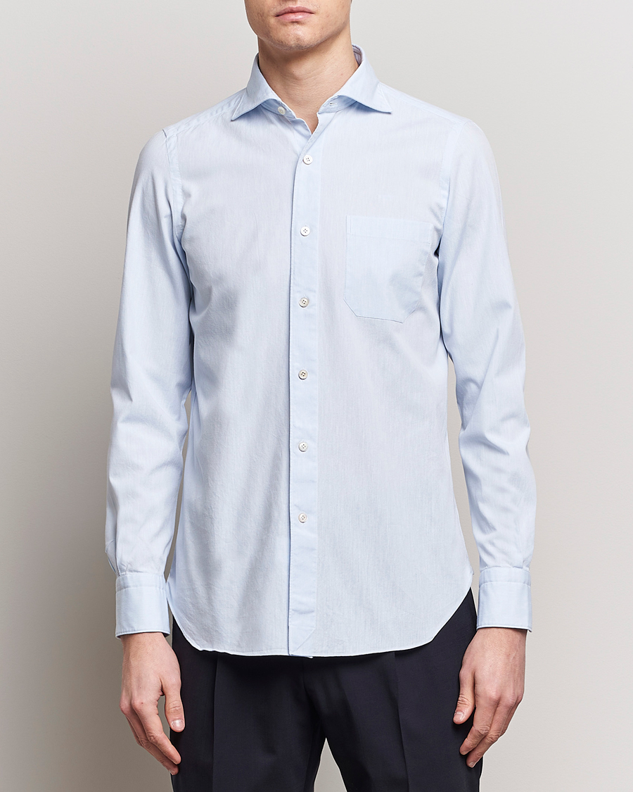 Herr | Casual | Finamore Napoli | Gaeta Chambray Shirt Light Blue