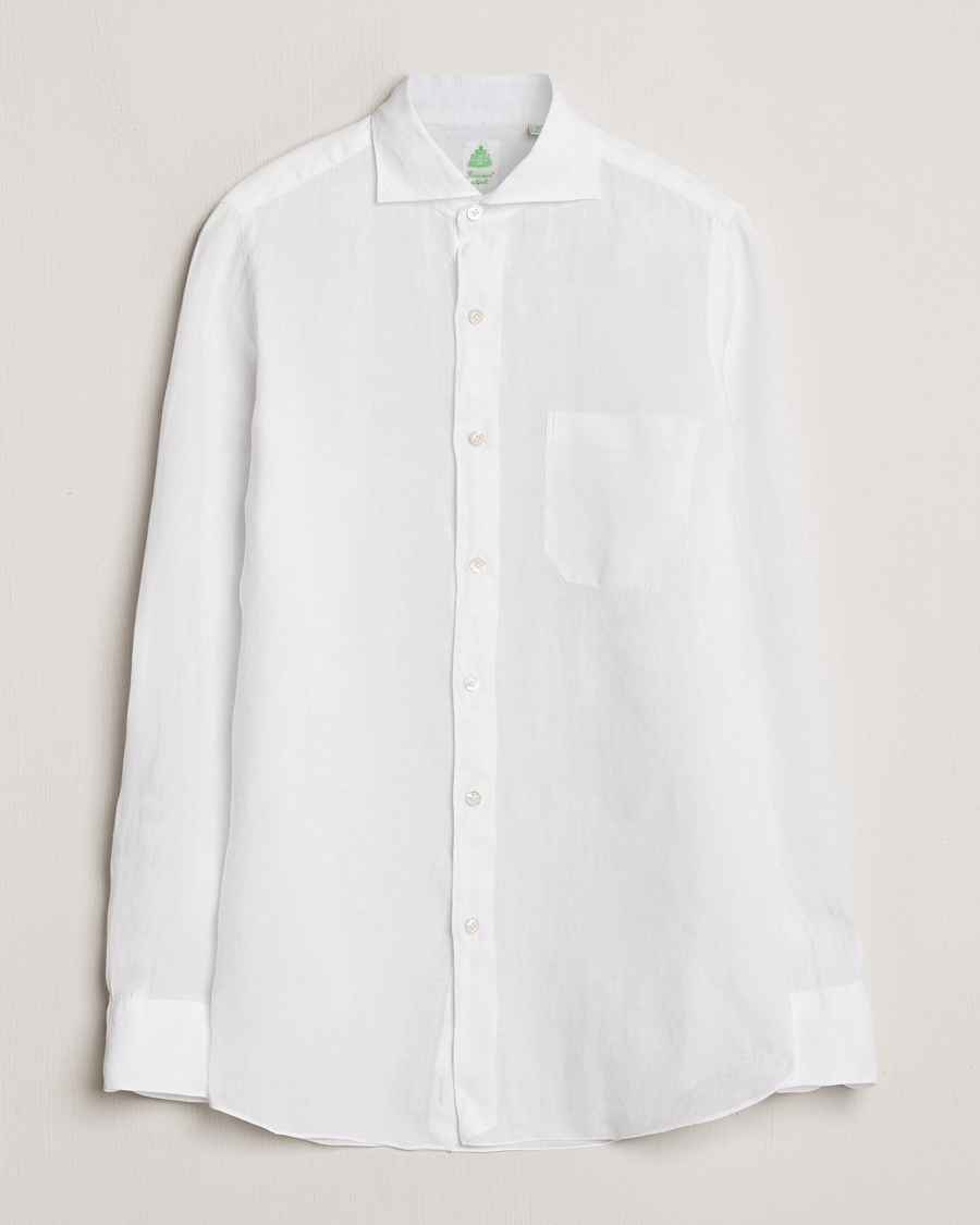 Herr | Skjortor | Finamore Napoli | Gaeta Linen Pocket Shirt White