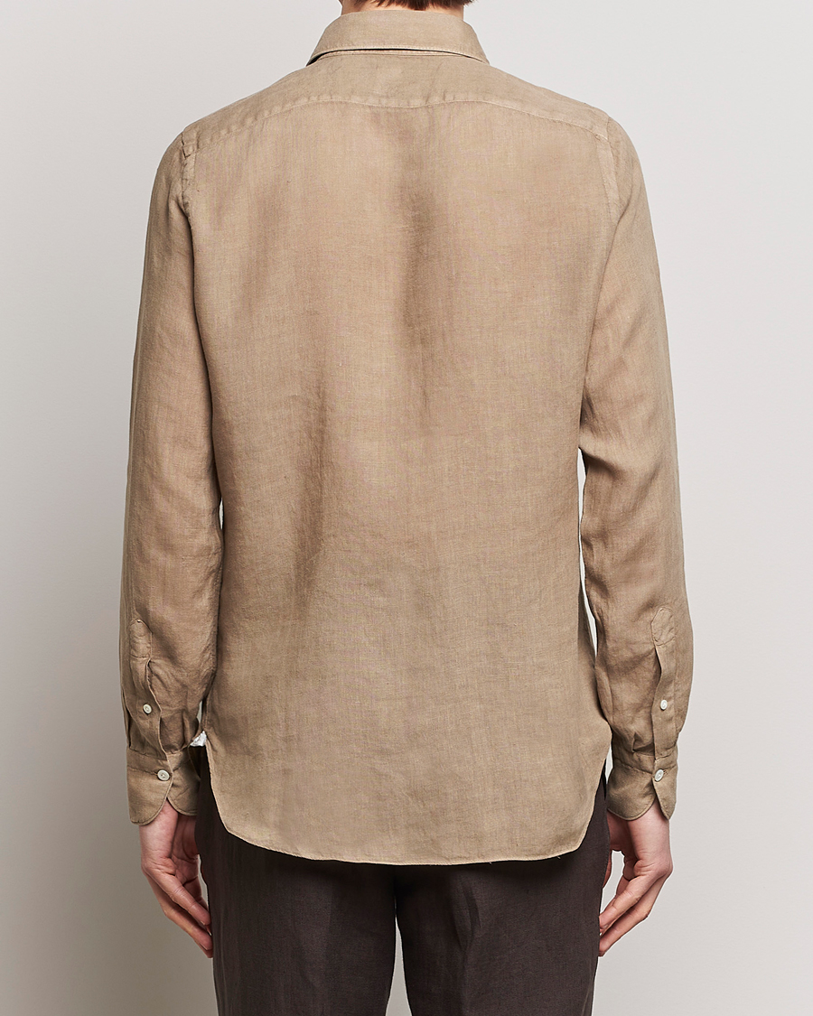 Herr | Skjortor | Finamore Napoli | Gaeta Linen Pocket Shirt Taupe