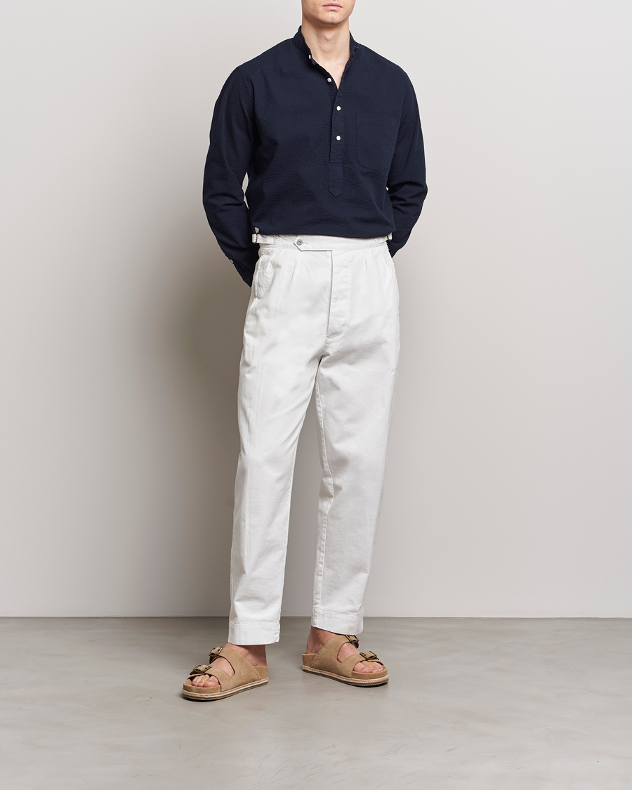 Herr | Skjortor | Gitman Vintage | Tonal Seersucker Popover Shirt Navy