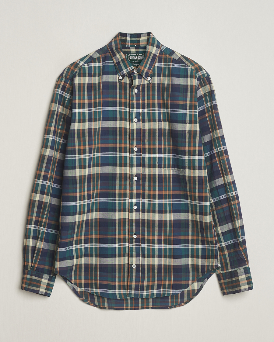 Herr | Skjortor | Gitman Vintage | Button Down Madras Shirt Green Check