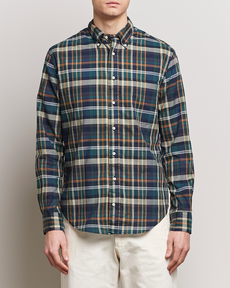 Herr | Skjortor | Gitman Vintage | Button Down Madras Shirt Green Check