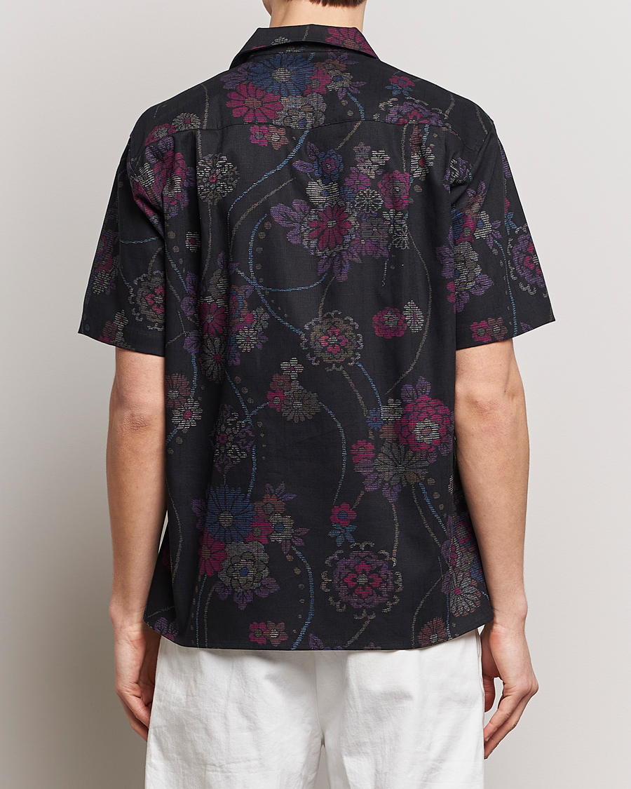 Herr | Skjortor | Gitman Vintage | Japanese Floral Jacquard Camp Shirt Black