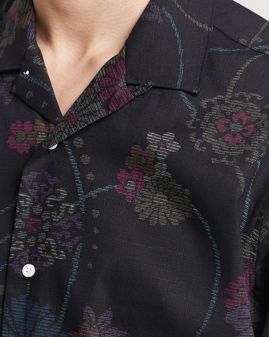 Herr | Skjortor | Gitman Vintage | Japanese Floral Jacquard Camp Shirt Black