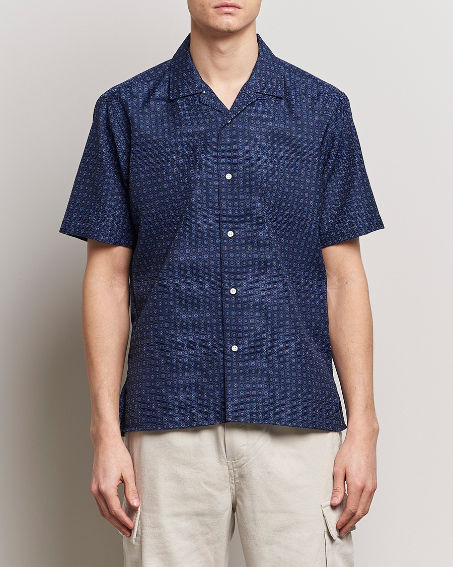Herr | Skjortor | Gitman Vintage | Japanese Dobby Camp Shirt Navy