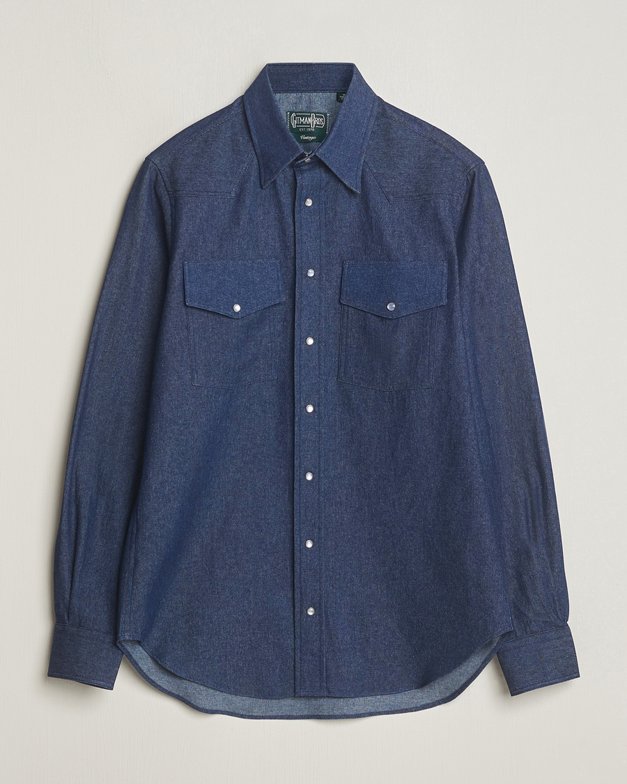 Herr | Skjortor | Gitman Vintage | Denim Western Shirt Dark Indigo