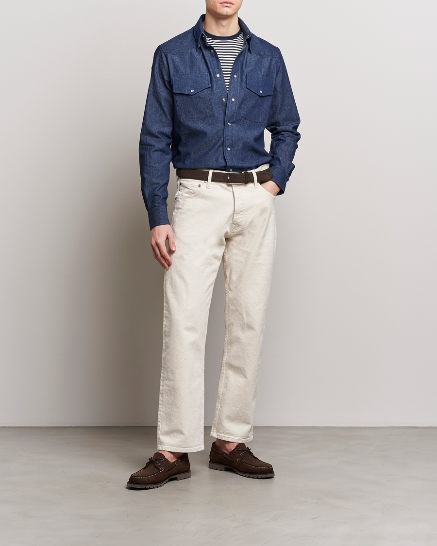 Herr | Skjortor | Gitman Vintage | Denim Western Shirt Dark Indigo