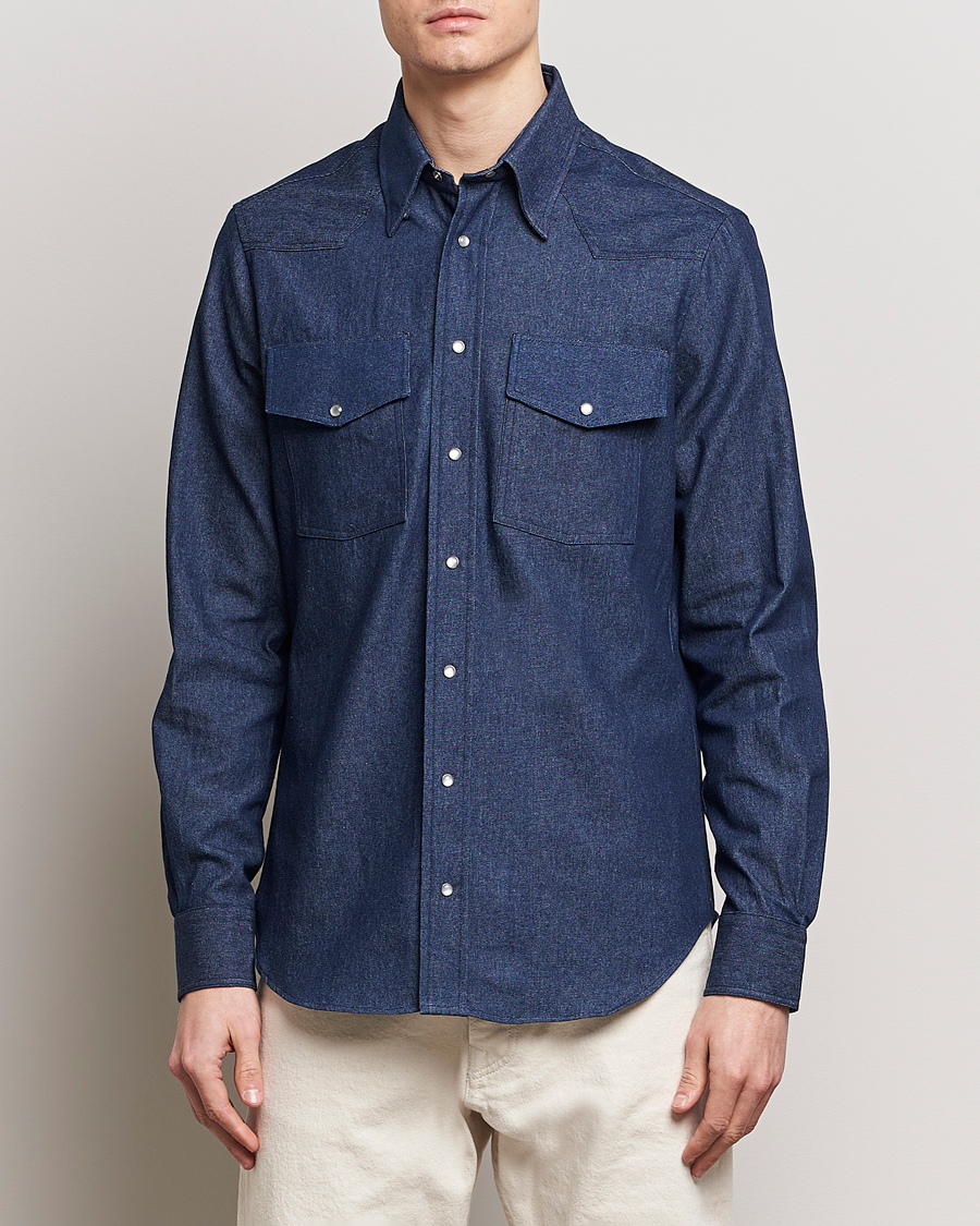 Herr | Preppy Authentic | Gitman Vintage | Denim Western Shirt Dark Indigo