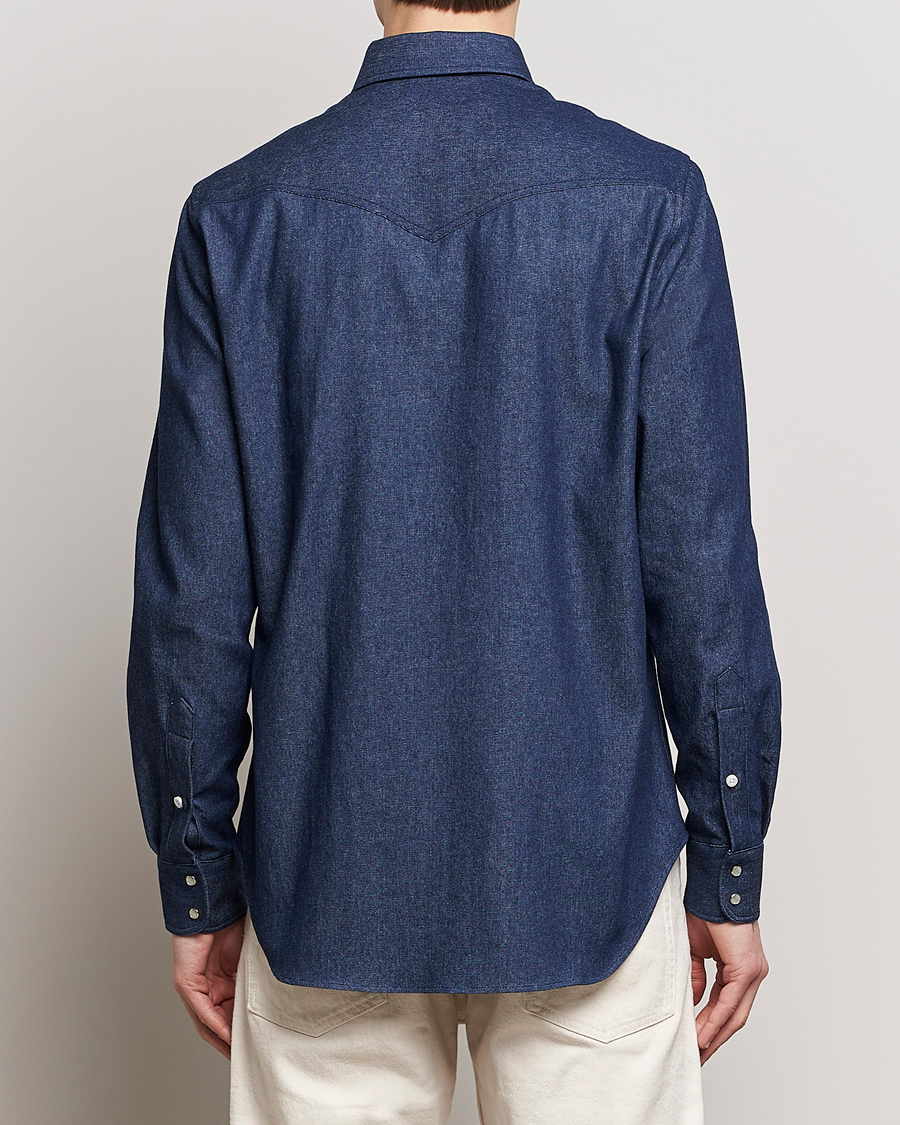 Herr | Skjortor | Gitman Vintage | Denim Western Shirt Dark Indigo