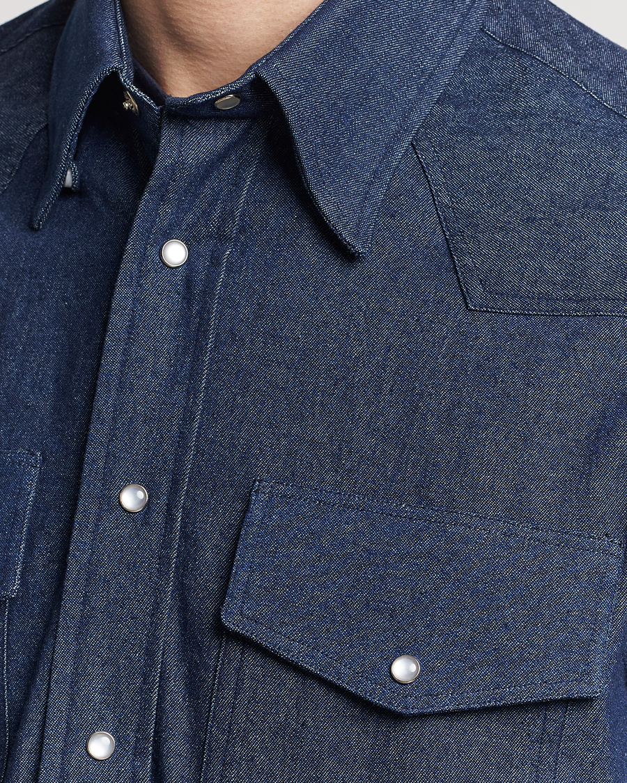 Herr | Skjortor | Gitman Vintage | Denim Western Shirt Dark Indigo