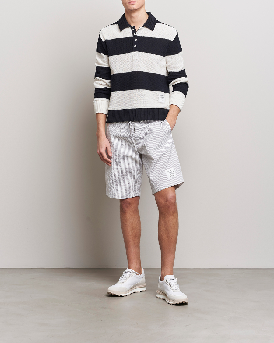 Herr | Shorts | Thom Browne | Seersucker Drawstring Board Shorts Light Grey