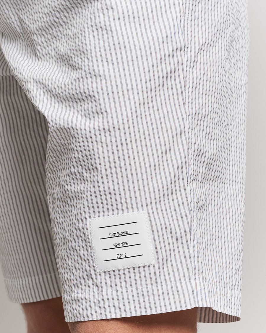 Herr | Shorts | Thom Browne | Seersucker Drawstring Board Shorts Light Grey