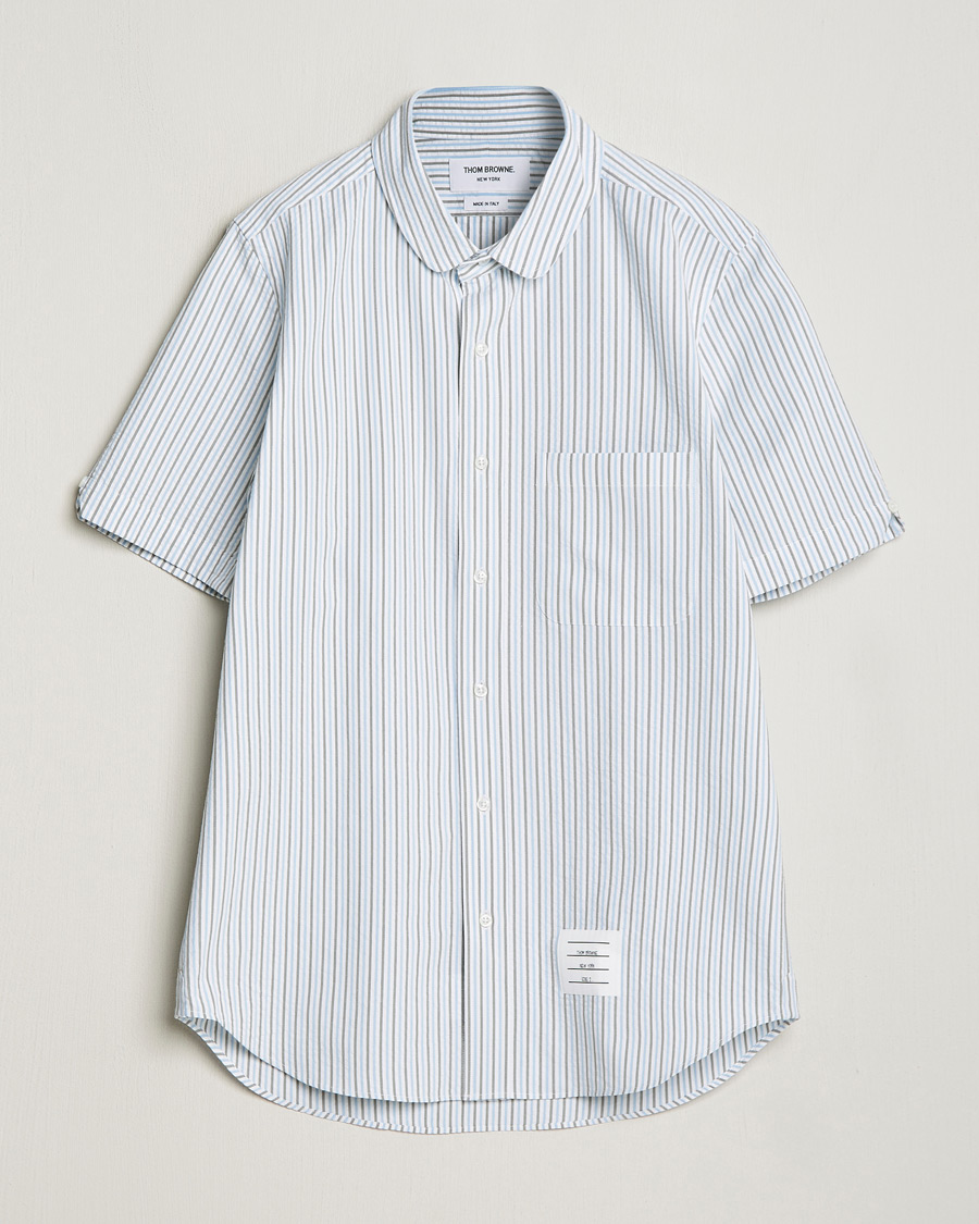 Herr | Skjortor | Thom Browne | Short Sleeve Seersucker Shirt Light Blue