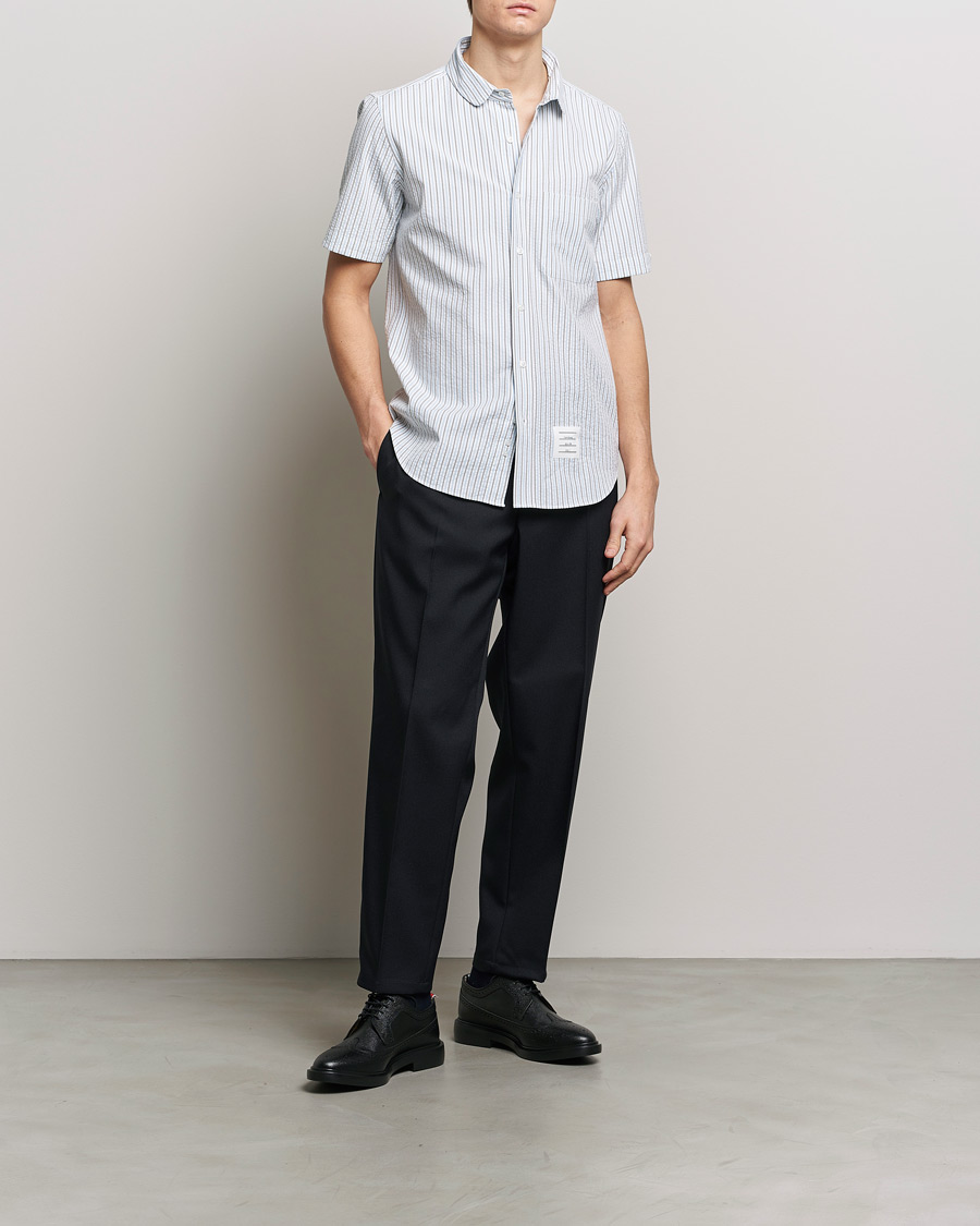 Herr | Skjortor | Thom Browne | Short Sleeve Seersucker Shirt Light Blue