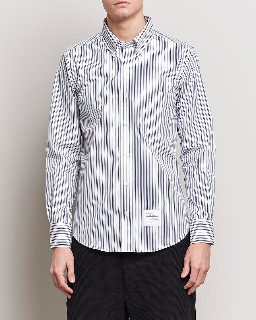 Herr | Casualskjortor | Thom Browne | Button Down Poplin Shirt Navy Stripes