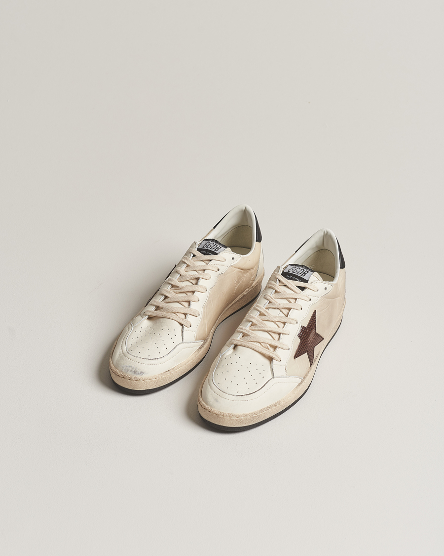 Herr | Golden Goose Deluxe Brand Ball Star Sneakers Beige/Burgundy | Golden Goose | Deluxe Brand Ball Star Sneakers Beige/Burgundy