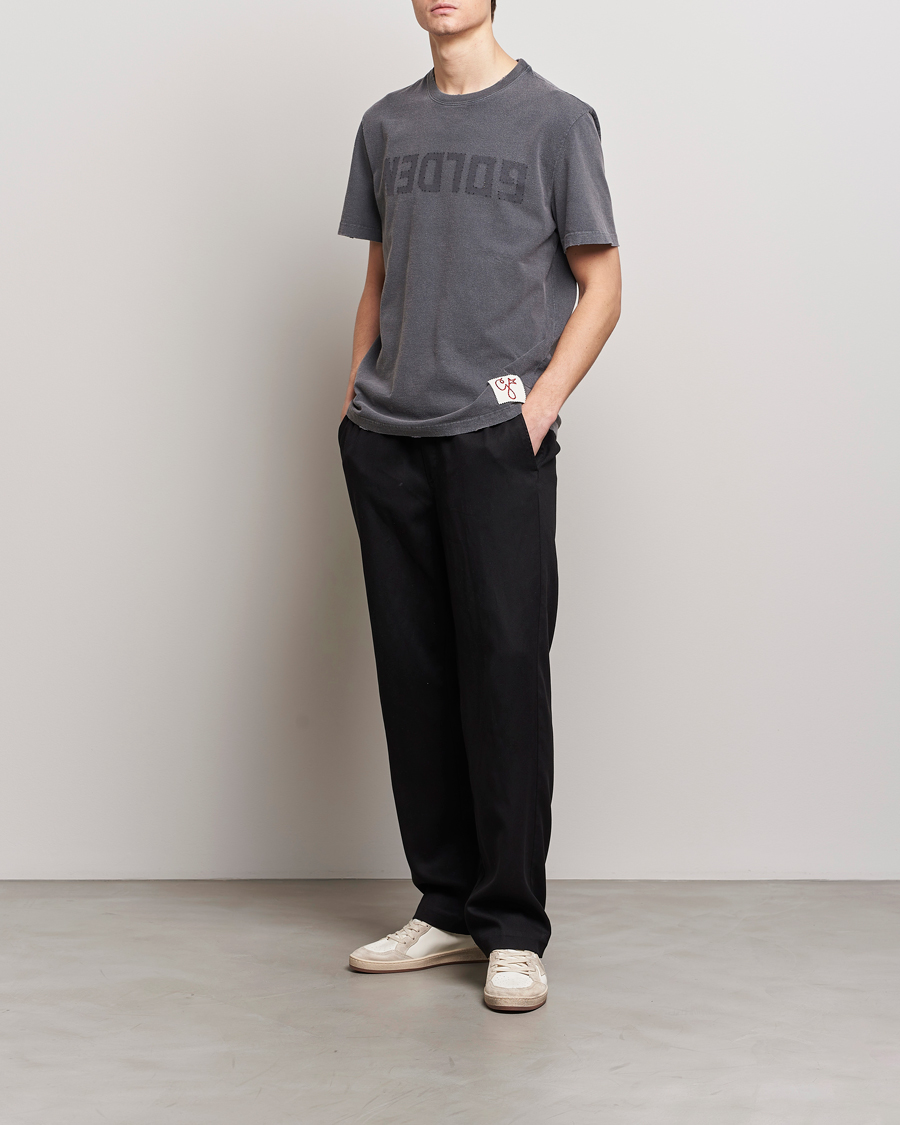 Herr | T-Shirts | Golden Goose | Deluxe Brand Distressed Cotton Logo T-Shirt Anthracite