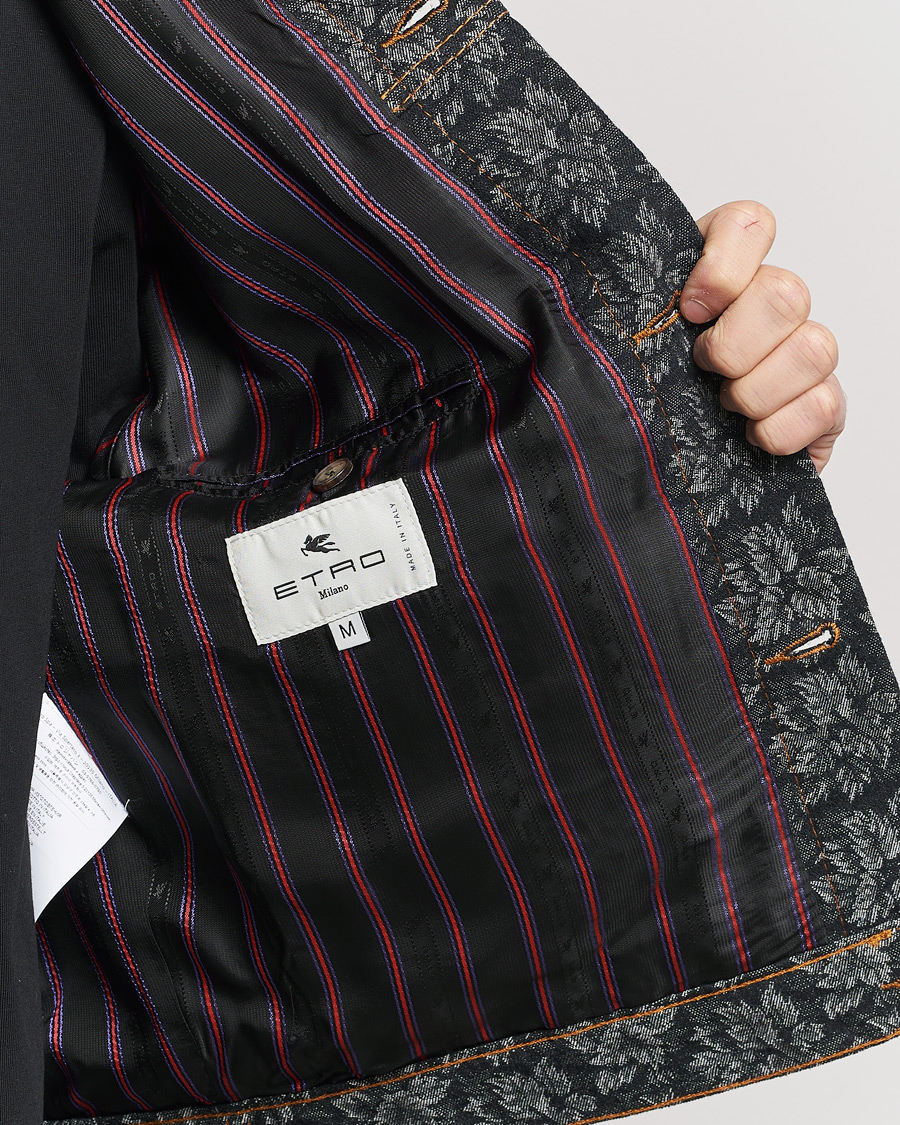 Herr | Jackor | Etro | Jacquard Denim Jacket Dark Blue