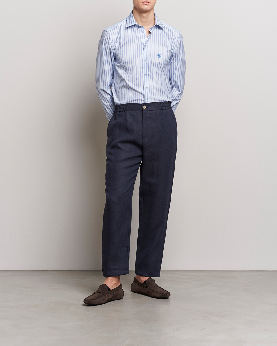 Herr | Byxor | Etro | Linen Drawstring Trousers Navy