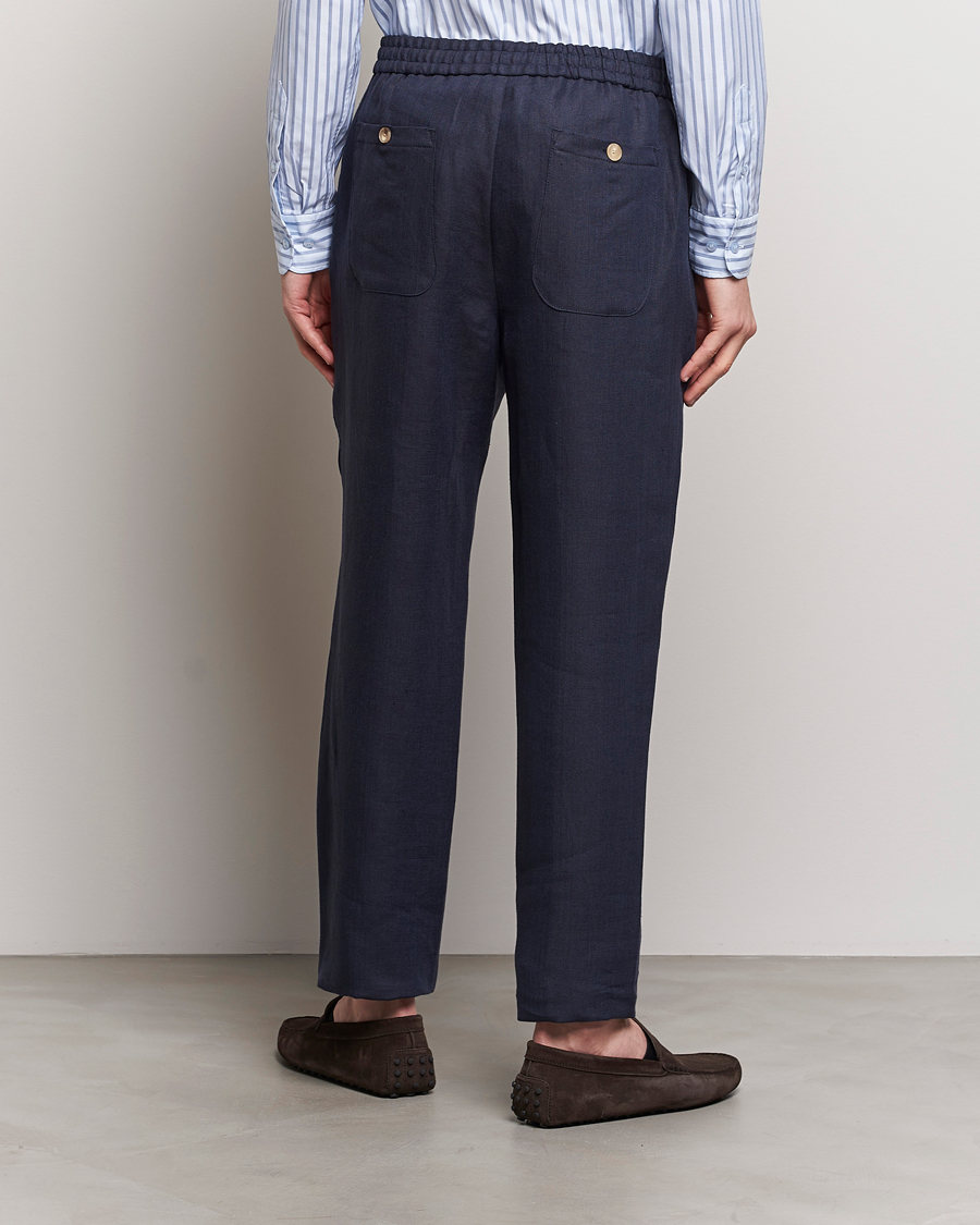 Herr | Byxor | Etro | Linen Drawstring Trousers Navy