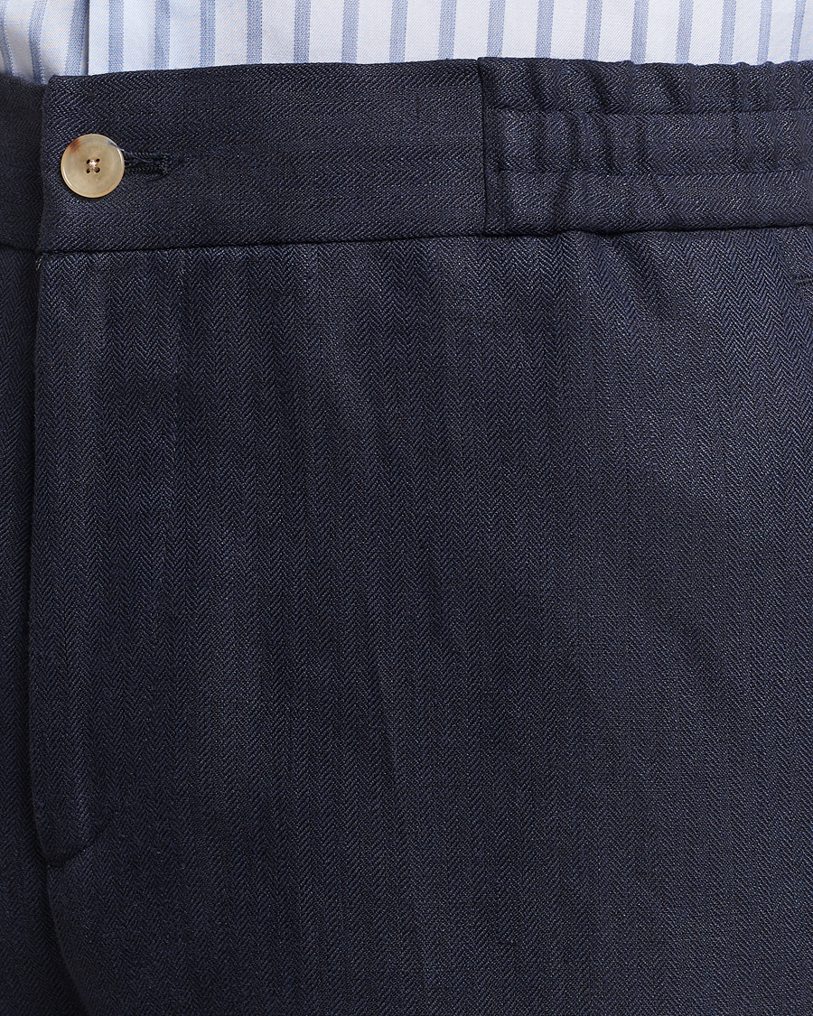 Herr | Byxor | Etro | Linen Drawstring Trousers Navy