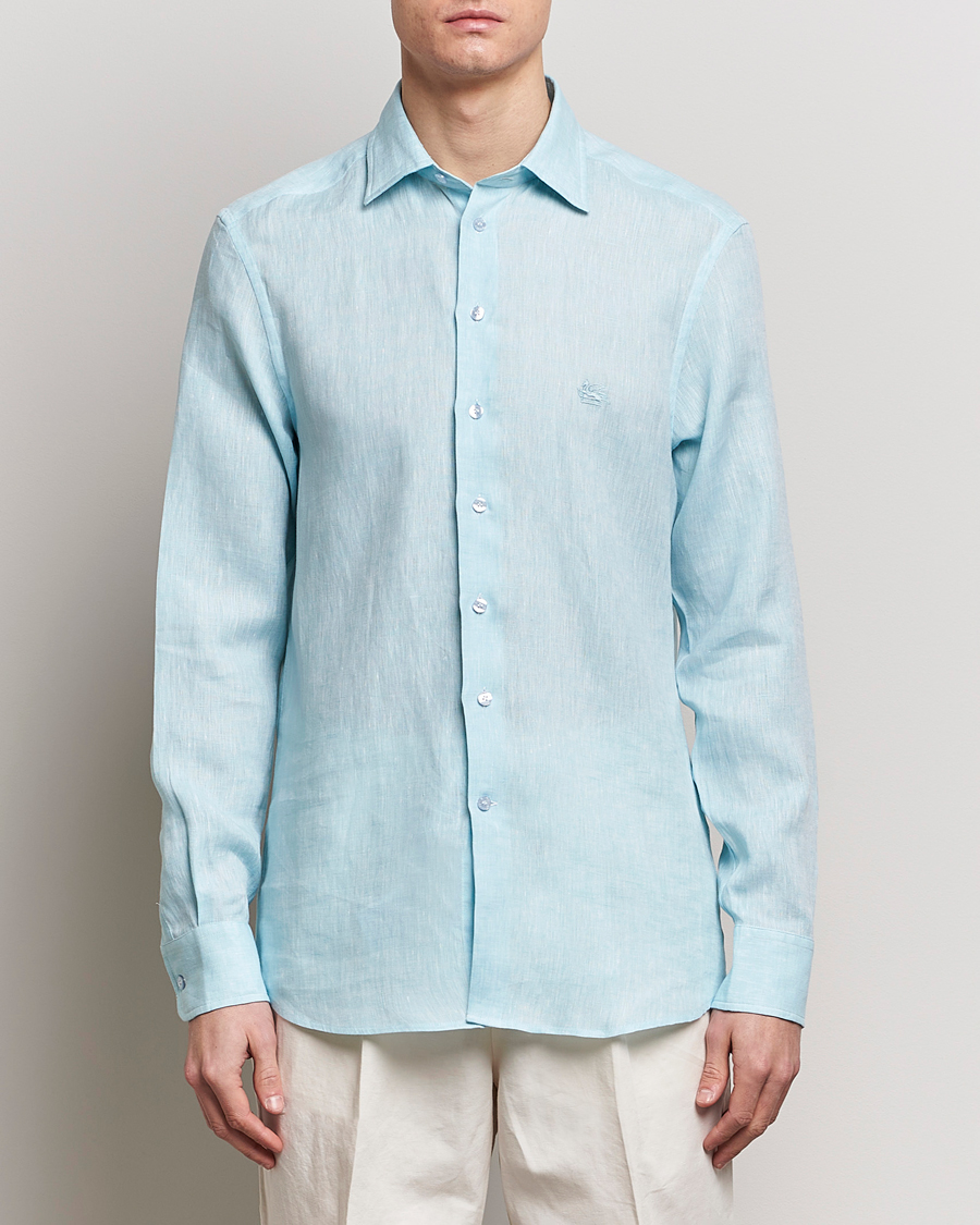Herr | Etro | Etro | Slim Fit Linen Shirt Light Blue