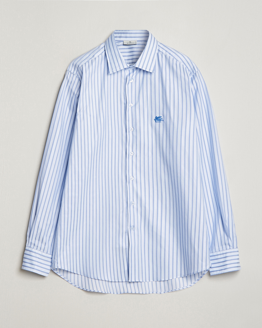 Herr | Skjortor | Etro | Slim Fit Striped Cotton Shirt Light Blue