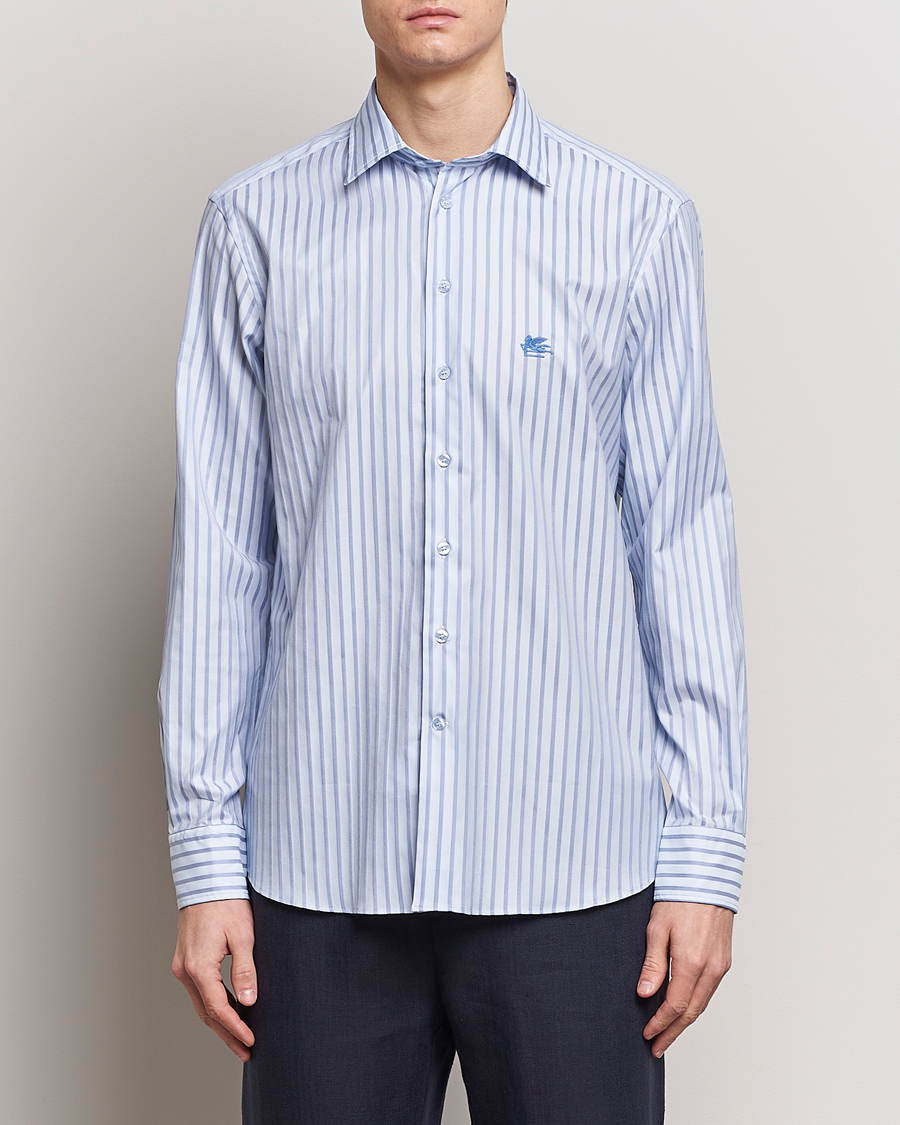 Herr | Casualskjortor | Etro | Slim Fit Striped Cotton Shirt Light Blue