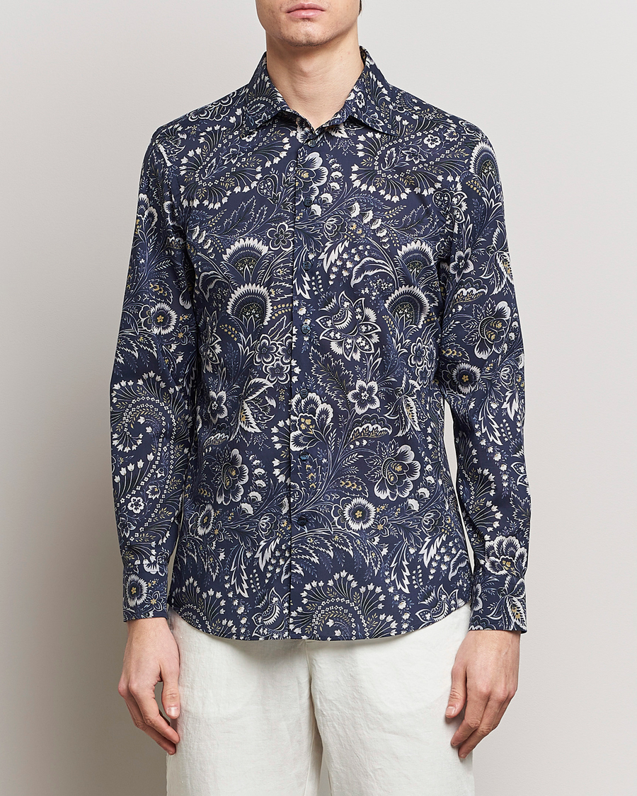 Herr | Italian Department | Etro | Slim Fit Floral Print Shirt Navy