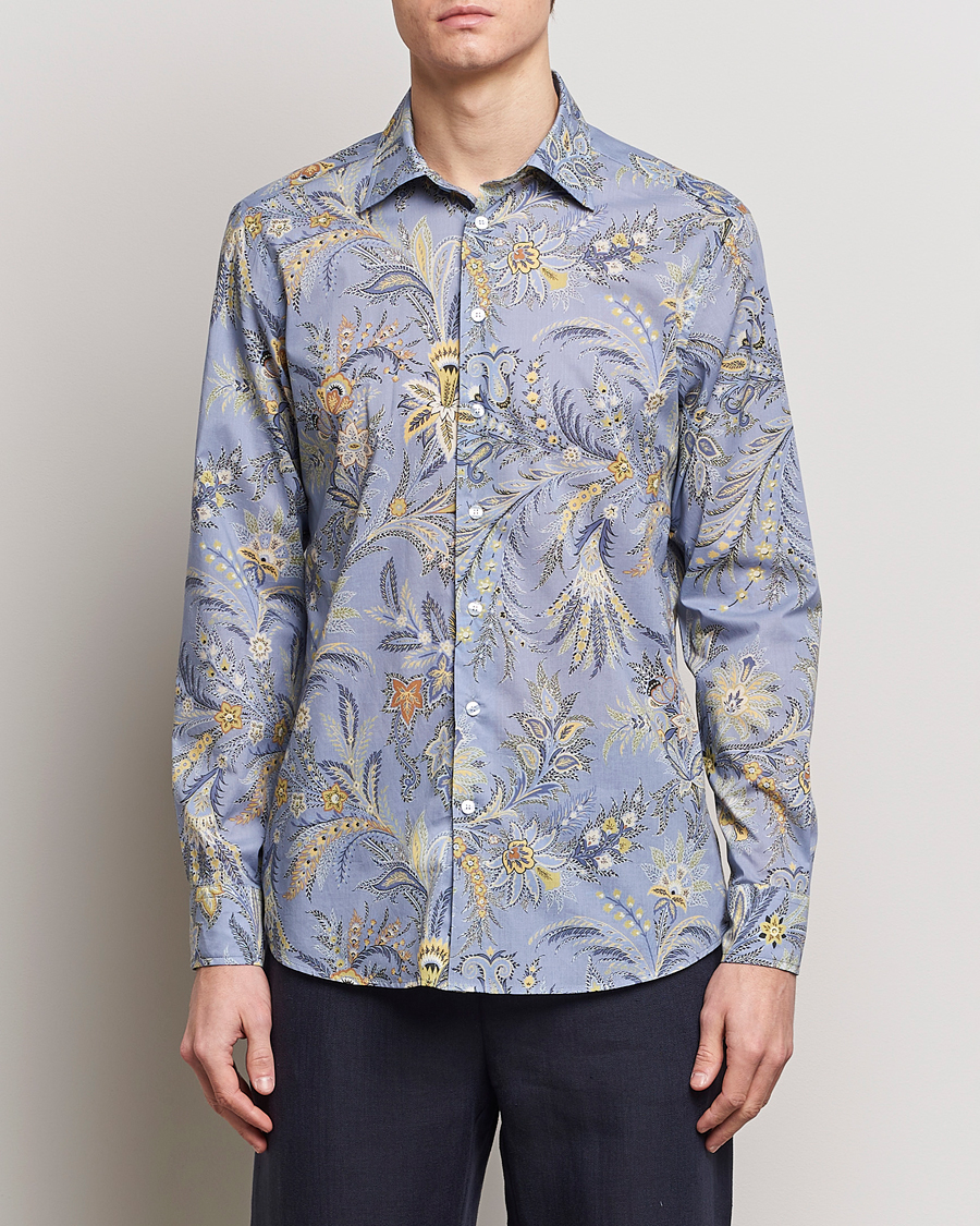 Herr | Etro | Etro | Slim Fit Floral Print Shirt Azzurro