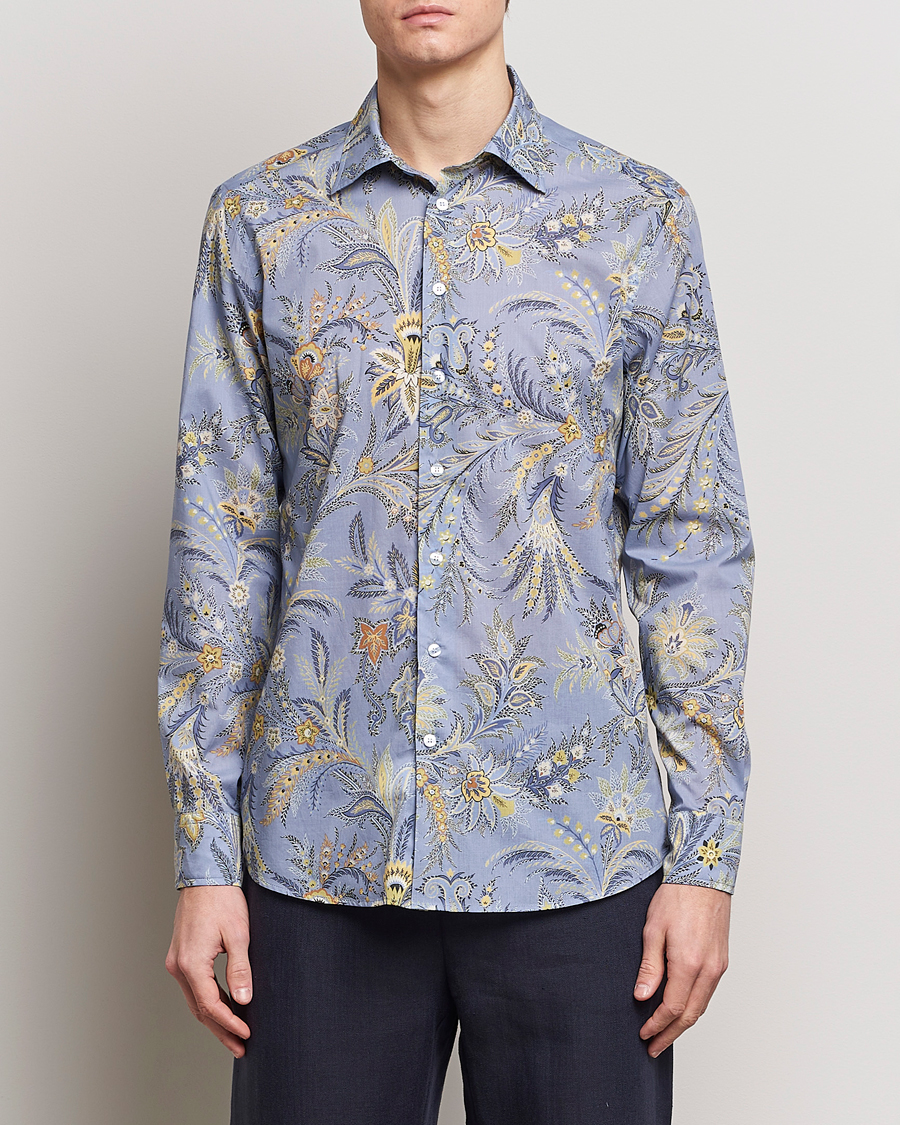 Herr | Skjortor | Etro | Slim Fit Floral Print Shirt Azzurro