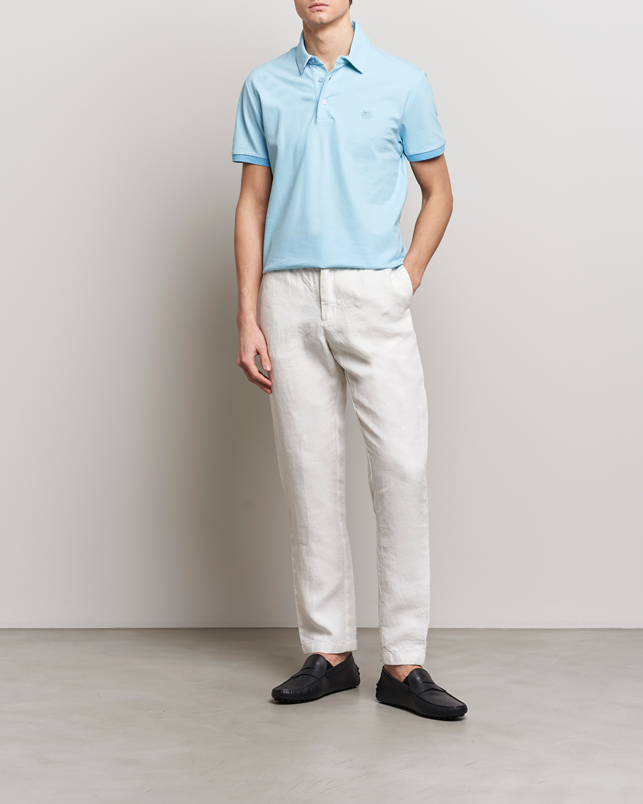 Herr | Pikéer | Etro | Contrast Paisley Polo Azzurro