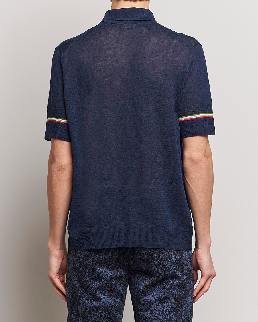 Herr | Pikéer | Etro | Knitted Cotton/Linen Polo Navy