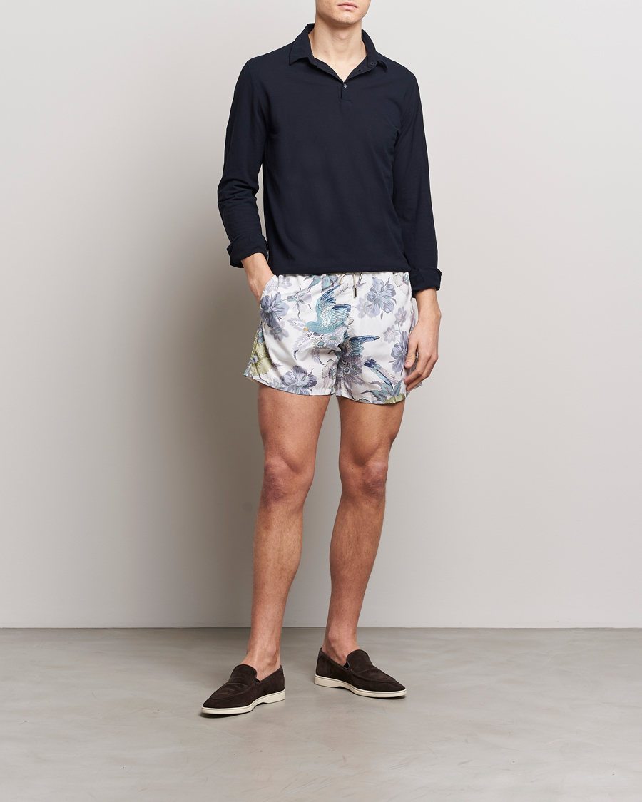 Herr | Badbyxor | Etro | Floral Printed Swim Shorts Light Grey
