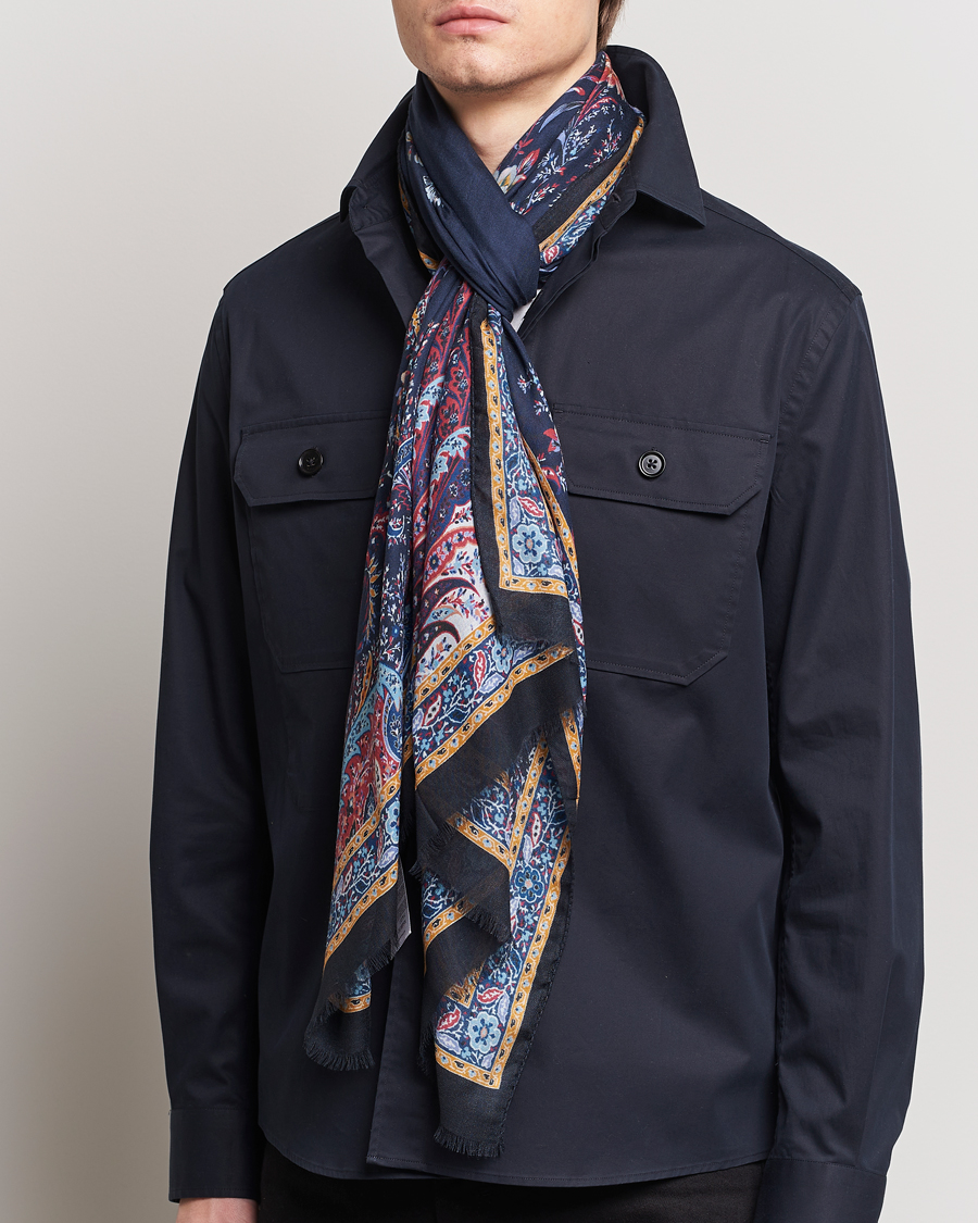 Herr | Accessoarer | Etro | Modal/Cashmere Printed Scarf Navy