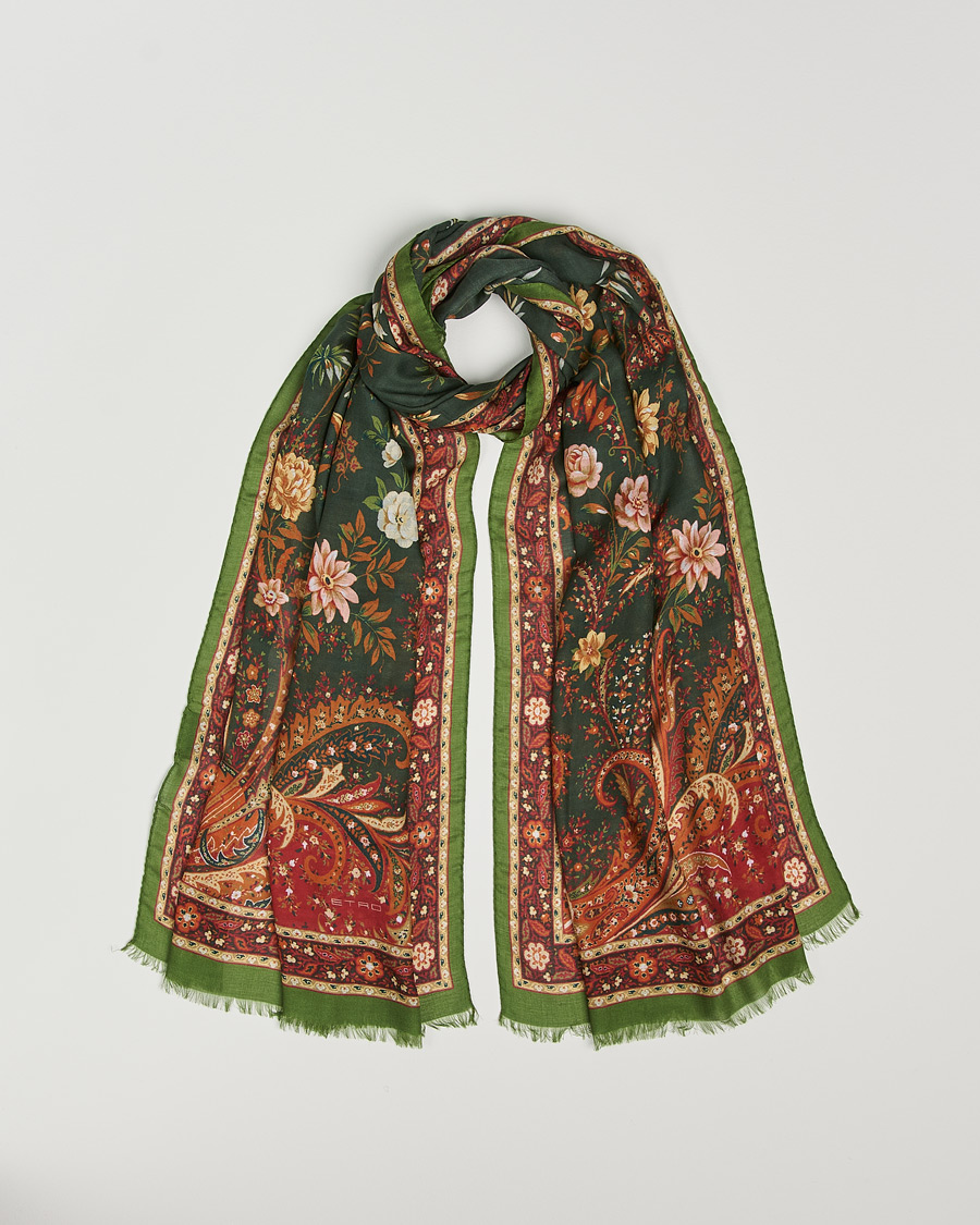 Herr | Etro Modal/Cashmere Printed Scarf Green/Burgundy | Etro | Modal/Cashmere Printed Scarf Green/Burgundy