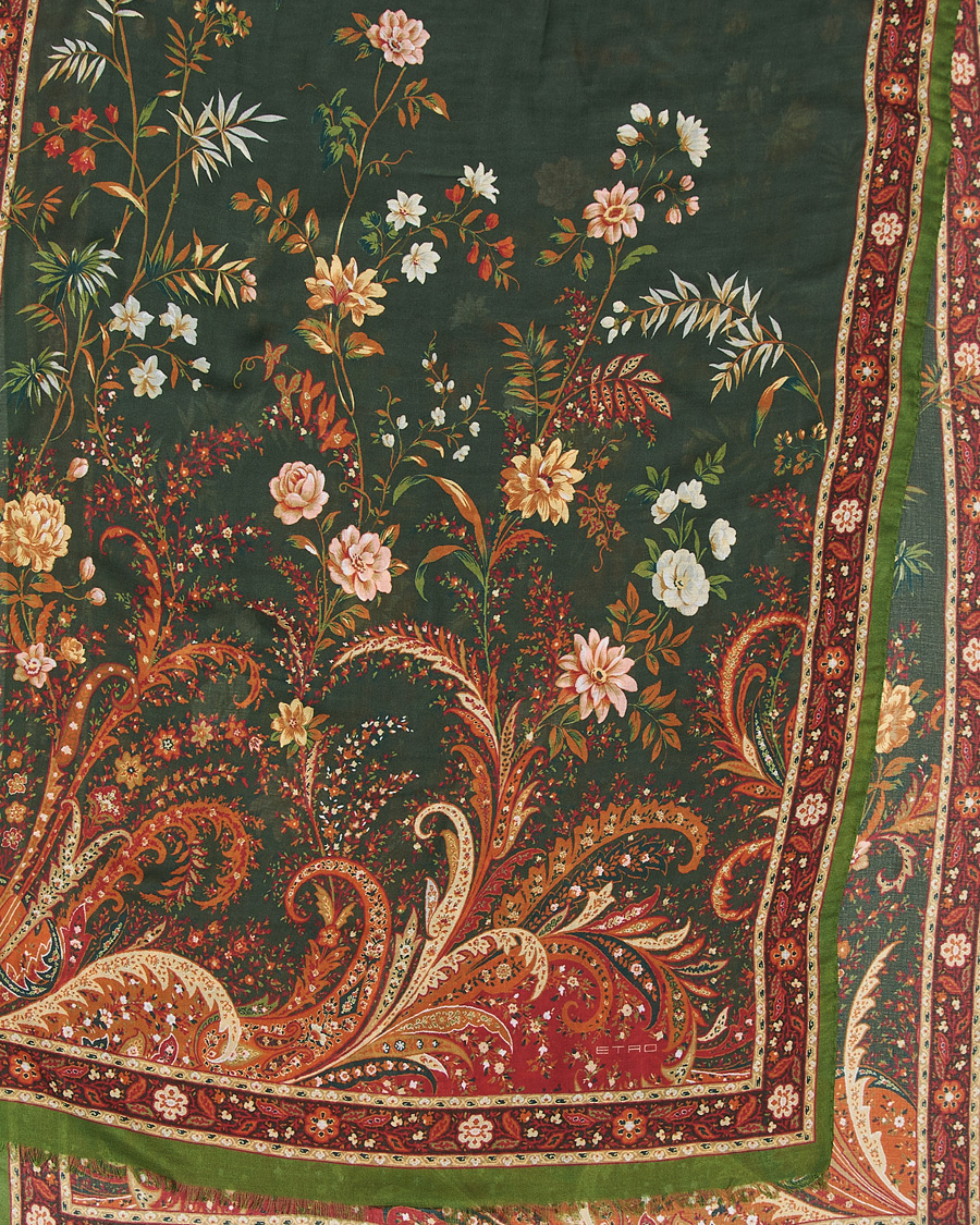 Herr | Etro Modal/Cashmere Printed Scarf Green/Burgundy | Etro | Modal/Cashmere Printed Scarf Green/Burgundy