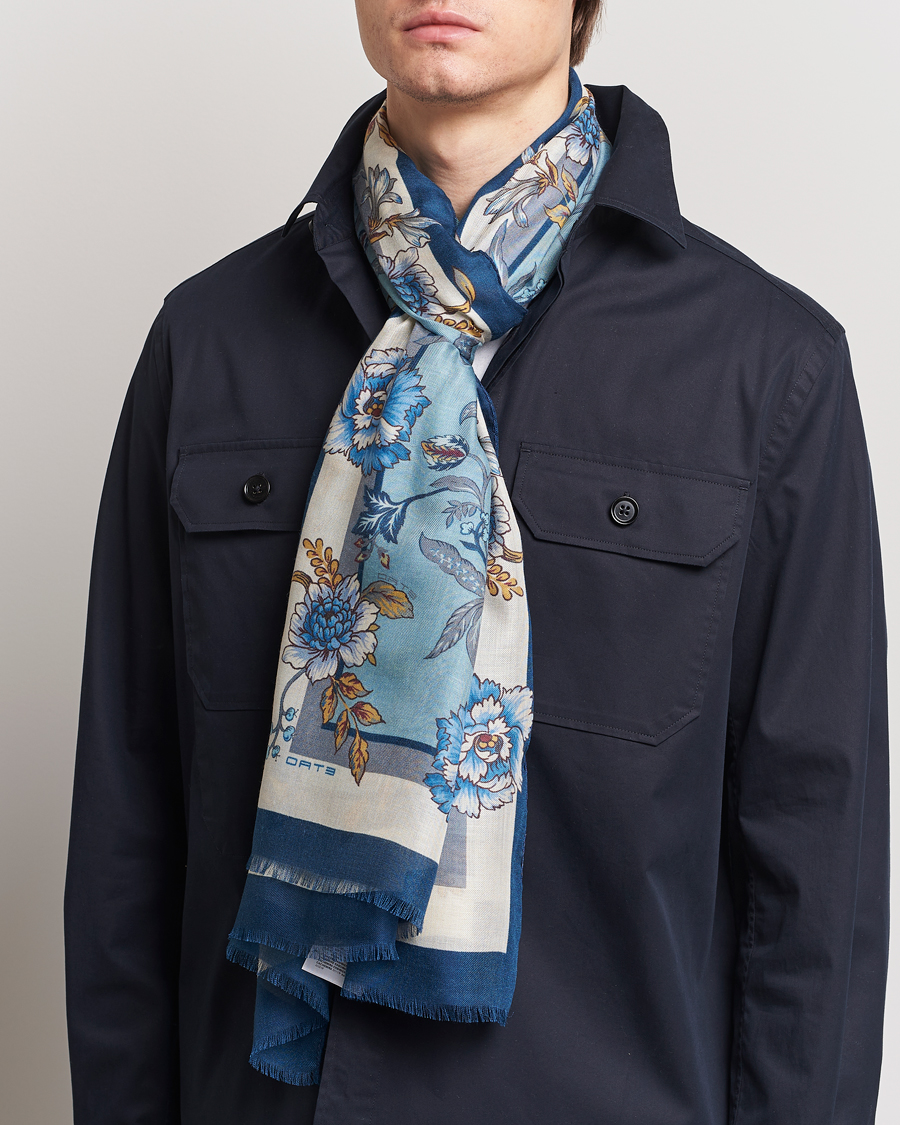 Herr | Italian Department | Etro | Modal/Cashmere Printed Scarf Light Blue