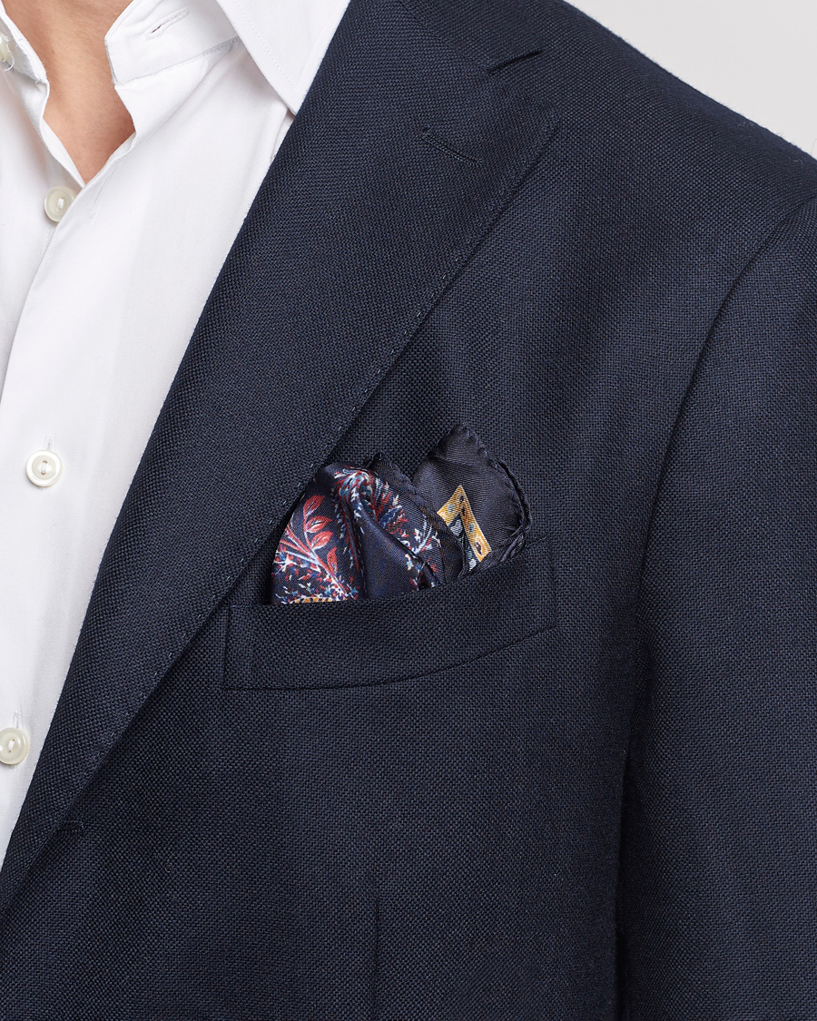 Herr | Etro | Etro | Printed Silk Pocket Square Navy